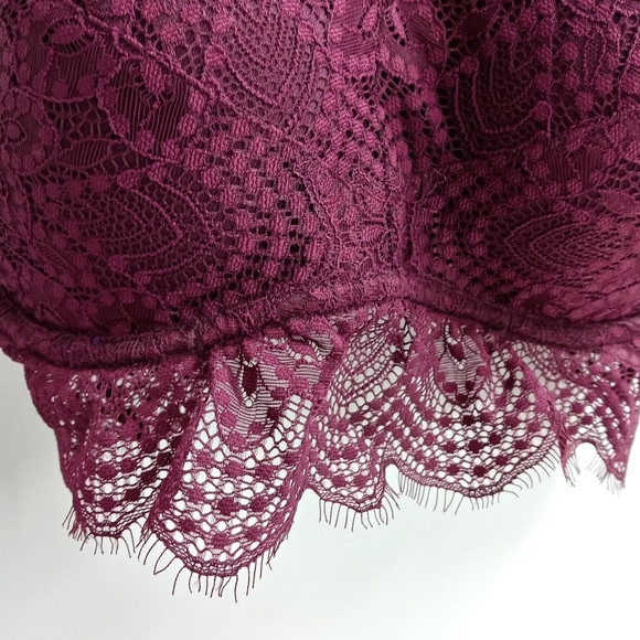 Victoria's Secret Pink Maroon Push Halter‎ Lace Bralette - Picture 4 of 9